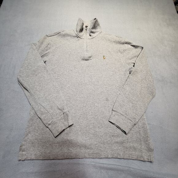 Polo Ralph Lauren Sweatshirt Mens M Gray Quarter Zip Pullover Flesh Pony - Picture 1 of 11
